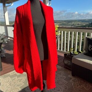 Western Connection Red Open Cardigan‎ Sweater
